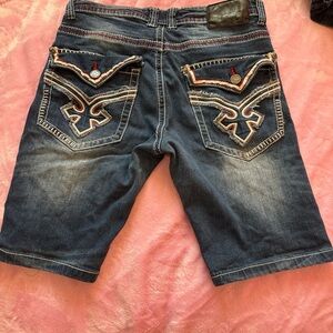 Y2k Blue Denim Men Shorts
